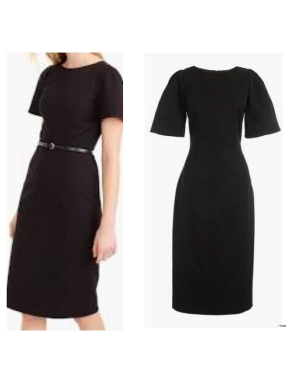 J. Crew Bi Stretch Cotton Gathered Sleeve Sheath Dress Black Size 6 Career